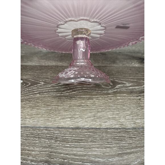 Vintage Gorham Emily's Attic Collection Pink 13” Footed Cake Plate Stand hobnail - Picture 7 of 11